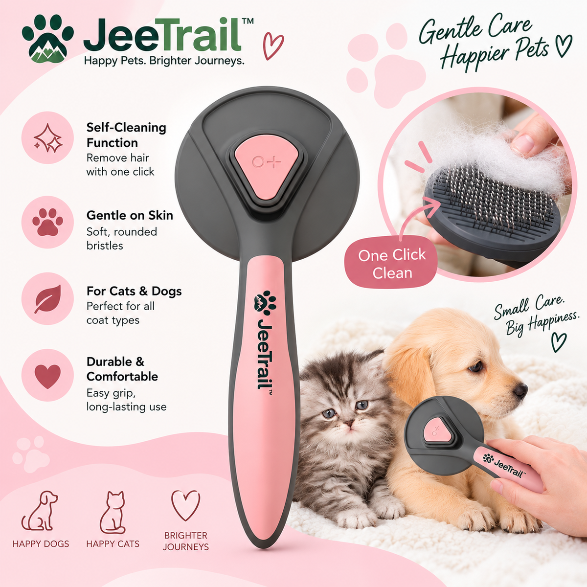 JeeTrail™ Self-Cleaning Pet Grooming Brush